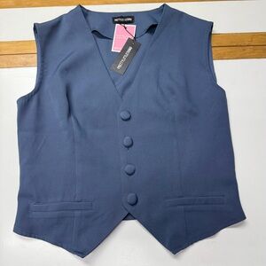 PrettyLittleThing Navy Button-Up Vest